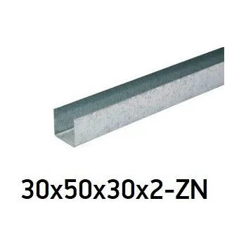 Stavební profil Vodicí U profil 30x50x30x2mm, pozinkovaný, délka 6m