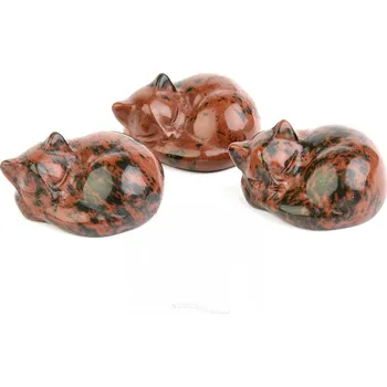 Přírodní kámen Mahagonový obsidián kočka soška cca 38mm