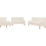 vidaXL Sedací souprava 3 kusy textil krémově bílá