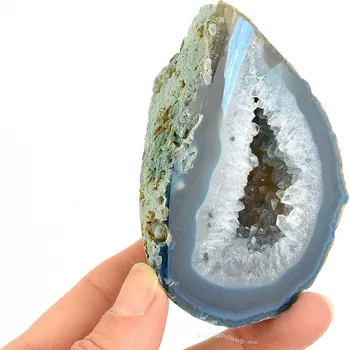 Přírodní kámen Geoda s dutinou z modrého achátu 199g (Brazílie)