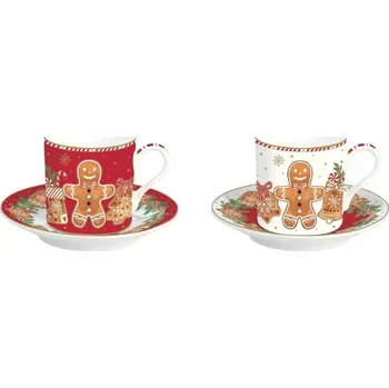 Easy Life Porcelánový čajový set pro dva Fancy Gingerbread 2x75 ml 2 ks