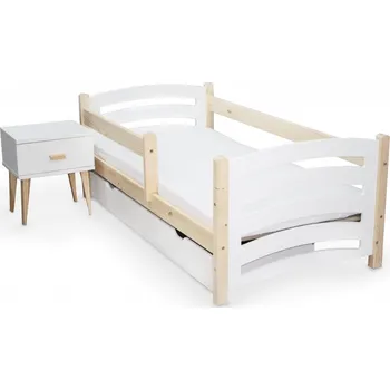 Nábytek Dětská postel MELA 80 x 160 cm bílá/borovice Rošt: S lamelovým roštem, Matrace: Matrace EASYSOFT 10 cm