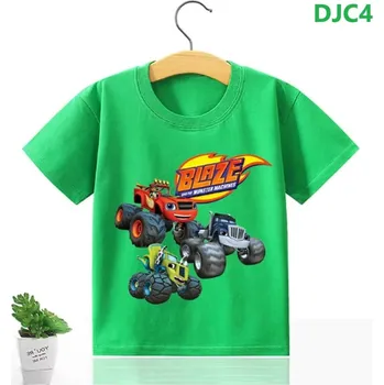 Dívčí tričko Dětské tričko s potiskem ze seriálu Plamínek a čtyřkoláci (Blaze and the Monster Machines) - zelené Motiv: DJC4, Velikost: 100