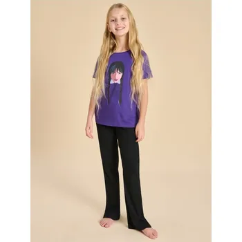 Dívčí spodní prádlo Sinsay - Dvoudílná pyžamová souprava Wednesday - tmavě fialová - 5091R-49X - 5091R-49X-164