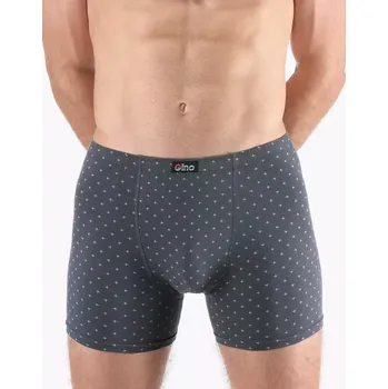 Pánské oblečení GINA pánské boxerky delší nohavička, šité, s potiskem 74172P tm. šedá aqua 50/52