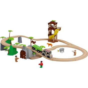 Vláček a vláčkodráha Playtive Dřevěná železnice Džungle / Osobní vlak (džungle)