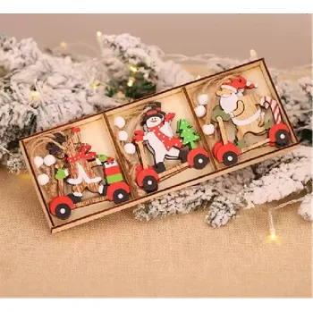 Vánoční dekorace Dřevěné vánoční ozdoby na stromeček - KOLOBĚŽKY - 9 ks (Značka: PATIMATE)