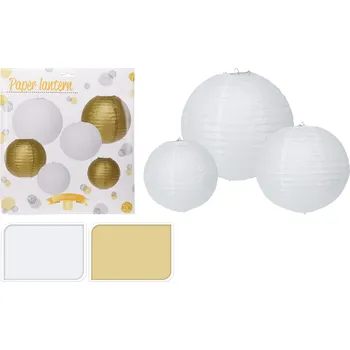 Party dekorace lampion PÁRTY papírový 1x30/1x25/1x20cm BÍ,ZLA (6ks)