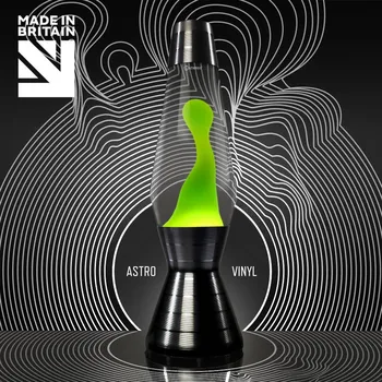 Lampa pro světelnou terapii Mathmos Astro Vinyl, originální lávová lampa s čirou tekutinou a zelenou lávou, 43cm