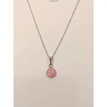 Náhrdelník Swarovski růžový řetízek se SW kamínky (Růžový náhrdelník - stříbro)