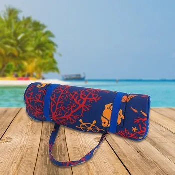 Plážová podložka Plážové lehátko v ruličce MOŘSKÝ KONÍK S KORÁLY 148x52 cm, modré