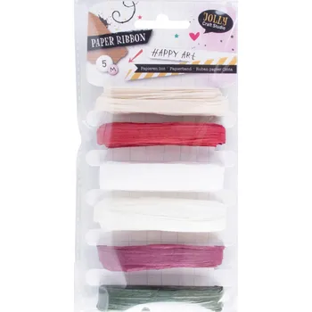 Stuha stuha vázací 5m, č.1, papír mix barev (6ks)