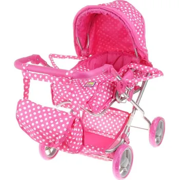 Panenka Kočárek pro panenku miminko růžový hluboký s taškou 3v1 puntíky + Doprava ZDARMA