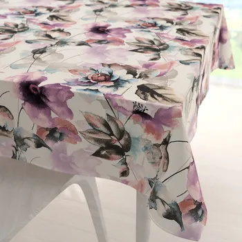 ubrus Sametový čtvercový ubrus Tamara TMR--050 Abstraktní fialové květiny na smetanovém 40x40 cm