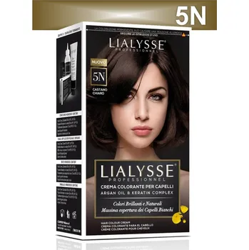 Barva na vlasy Lialysse Barva SET s arganem a keratinem 5N světlá hnědá