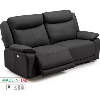 Pohovka Kožená pohovka CONTINENTAL s elektrickou funkcí relax 2P, elektrické, černá (nero 308)