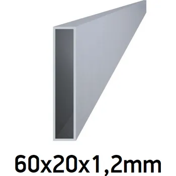Plot Hliníkový jokl obdélníkový 60x20x1,2 mm 6m +/- 5mm (AL-60x20x1.2-6)