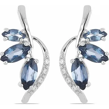 Náušnice Náušnice stříbrné s broušenými London topazy a zirkony Ag 925 019520 LT 2,5 cm, 3,0 g