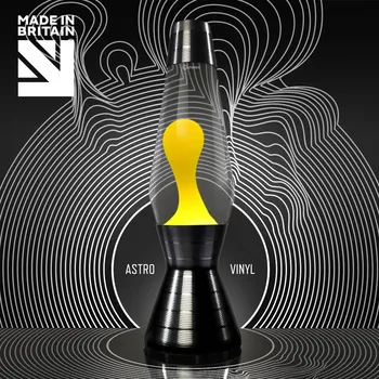 Lampa pro světelnou terapii Mathmos Astro Vinyl, originální lávová lampa s čirou tekutinou a žlutou lávou, 43cm