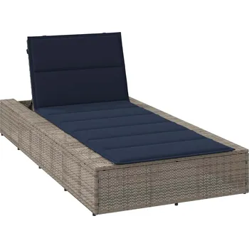 Zahradní lehátko Zahradní lehátko s plovoucím poduškou šedé polyratan Šedá 4104209