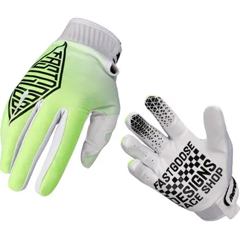 Moto rukavice Rukavice na motorku FastGoose fluo žluto-bílé Velikost: L
