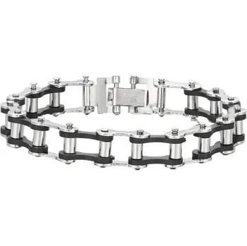 Náramek Motocyklový řetěz na ruku z oceli, Barva černo-stříbrná