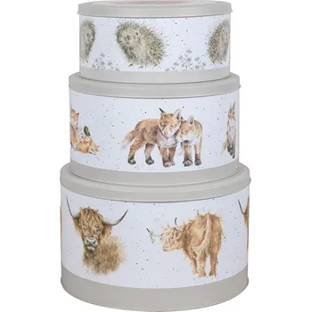 Dóza na potraviny Wrendale Designs Sada plechových dóz Wrendale Designs, 3 ks - Kráva, liška, ježek