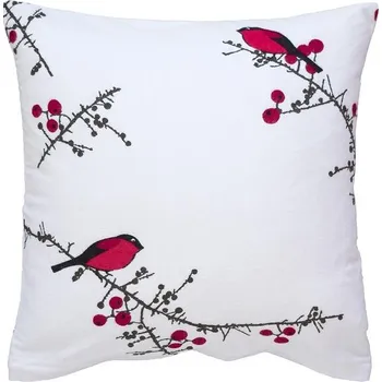 Polštář SCANquilt povlak FLANEL ptáček bíločervená 40 x 40 cm