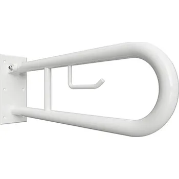 Madlo do koupelny Bemeta HELP: Madlo, 600 mm, ve tvaru U, s držákem TP, sklopné, bez krytky, bílá 301406274