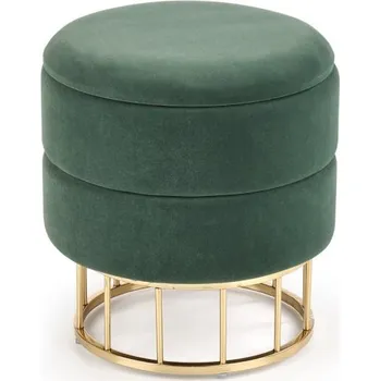Taburet Taburet MINTY s úložným prostorem — kov, látka, zlatá / zelená