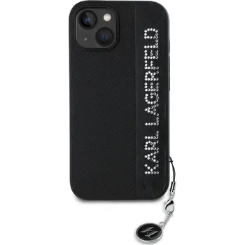 Pouzdro na mobilní telefon Karl Lagerfeld Saffiano Rhinestone Charm kryt pro iPhone 14 Černá