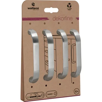 Nábytkové kování Walteco Set nábytkových úchytek Galileo rozteč 96mm, broušený saténový nikl, 4 ks