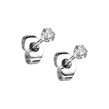 Náušnice OPN1900-02 Ocelové náušnice - čiré zirkony 2 mm