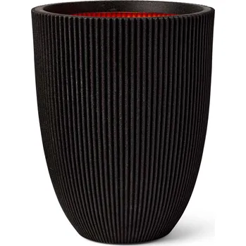 Květináč Capi Nature Groove NL Vase Elegant Low Black Ø 34 cm / V 46 cm