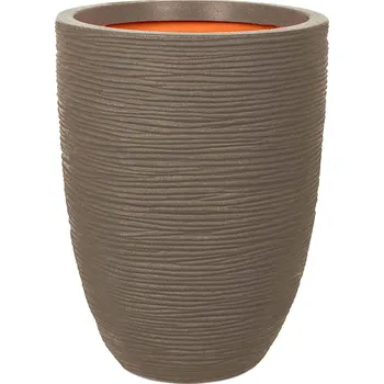 Květináč Capi Nature Rib NL Vase Elegant Low Warm Taupe Ø 46 cm / V 58 cm