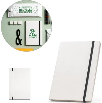 Zápisník MILKY. Zápisník A5 s pevnou vazbou ze 100% recyklovaného papíru - Bílá