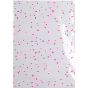 Celofánový průhledný sáček srdíčka 13x18 cm - růžová (100 ks)