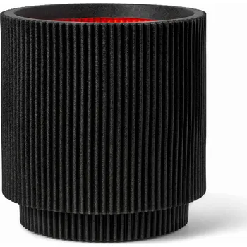 Květináč Capi Nature Groove NL Vase Cylinder Black Ø 43 cm / V 46 cm