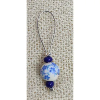 SalesMall Značkovač porcelánový korálek modré květy 17