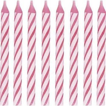 Dortová svíčka Amscan Svíčky - Růžové spirály 24 ks