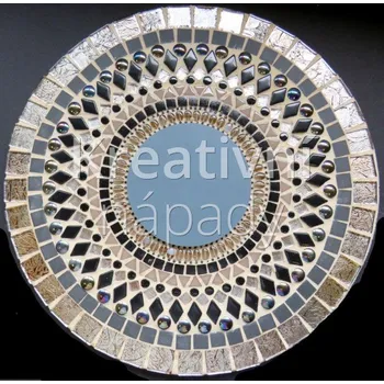 Mozaiková sada Mozaikový set - kulaté zrcadlo 30 cm, cínový vzhled - 560101000218