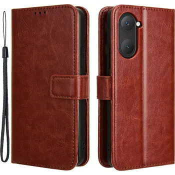 Pouzdro na mobilní telefon Crazy knížkové pouzdro na Vivo Y28s 5G - hnědé