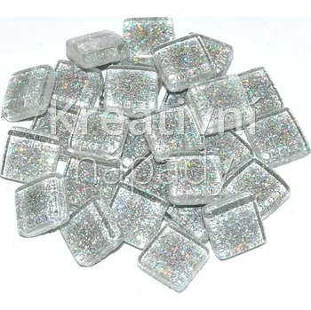 Mozaiková sada S80-10a Skleněná mozaika třpyt stříbrná 10x10mm - 560101000013