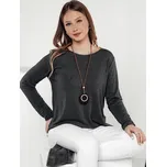 Tmavě šedá dámské tričko s dlouhým rukávem a přívěskem LUCERIA RY2675 Velikost: ONE SIZE