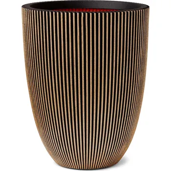 Květináč Capi Nature Groove NL Vase Elegant Low Black Gold Ø 46 cm / V 58 cm