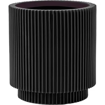Květináč Capi Nature Groove Vase Cylinder Intense Black Ø 11 cm / V 12 cm