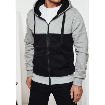 Pánská mikina Šedo-černá pánská mikina na zip s kapucí BX5834 Velikost: XL