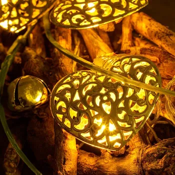 LED páska DECOLED LED světelný řetěz na baterie, kovová srdce styl vintage, teple bílá, 10 diod, 2,5 m