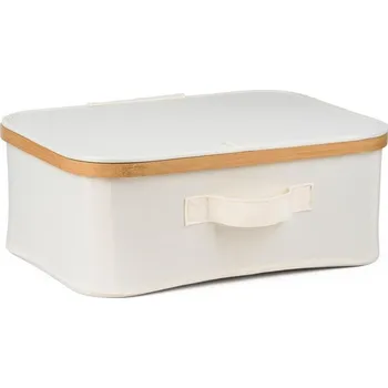 Stojan na víno Úložný box G21 40 x 30 x 15 cm, bambusový s víkem, béžový