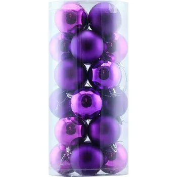 Vánoční dekorace DECOLED Plastové koule, prům. 6 cm, fialové, 12 x lesklá, 12 x matná